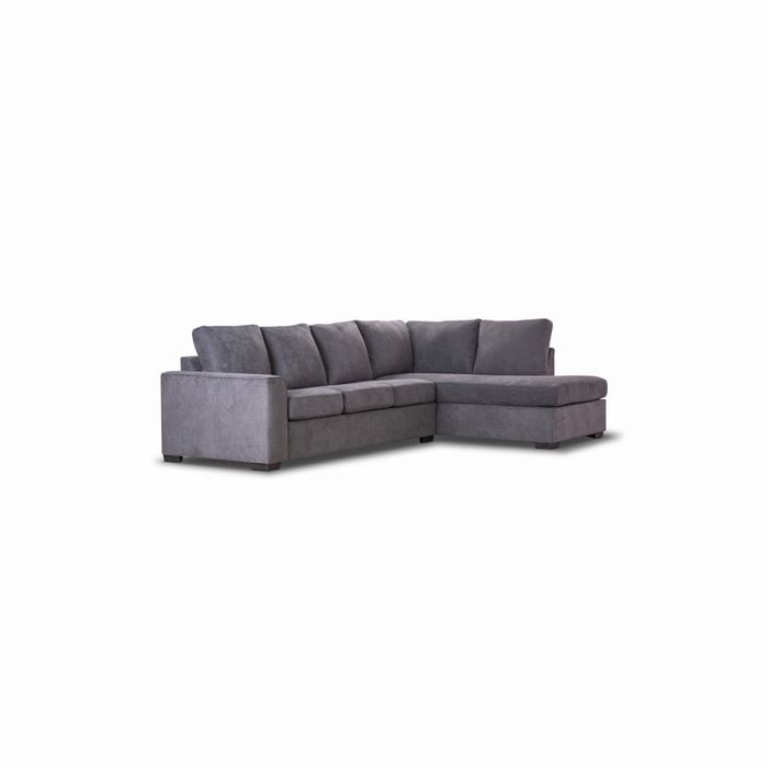 Christo Corner L shaped 3 Seater Easy Pull Out Sofa Bed with RHF Chaise Lounge Couch Upholstered Cover - Dark Grey