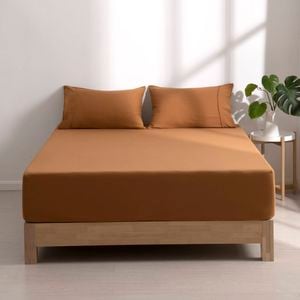 Dreamaker Superfine Washed Microfibre Combo Fitted Sheet Set Rust Long Single Bed