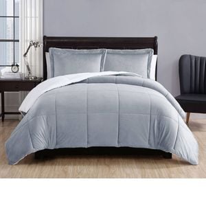 Bloomington 3 Piece Micro Mink Comforter Set Grey Queen