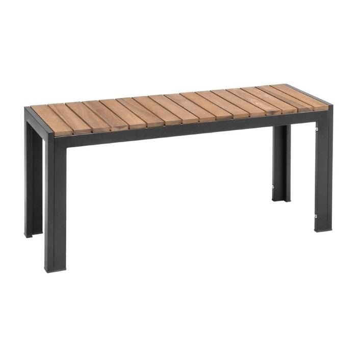Bolero Rectangular Steel And Acacia Benches 1000mm (pack Of 2) - Cafe Benches (ds154)