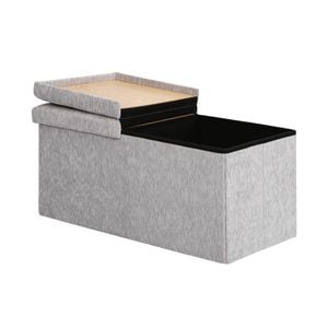 La Bella Grey Foldable Storage Ottoman - Flip Lid Side Table Toy Blanket Organiser Seat KIRA