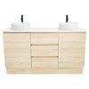CIBO 1500mm Coast Veneer Nordic Full Height Double Bathroom Vanity with White Countertop Basins