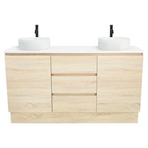 CIBO 1500mm Coast Veneer Nordic Full Height Double Bathroom Vanity with White Countertop Basins