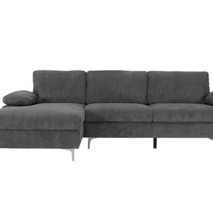 Kaveah Corduroy Sofa With Left Chaise - Grey