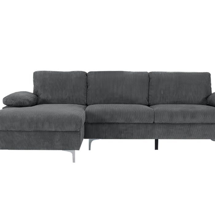 Kaveah Corduroy Sofa With Left Chaise - Grey
