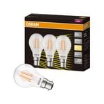 Osram A Shape Filament BC LED 470lm Warm White Light Globe - 3 Pack