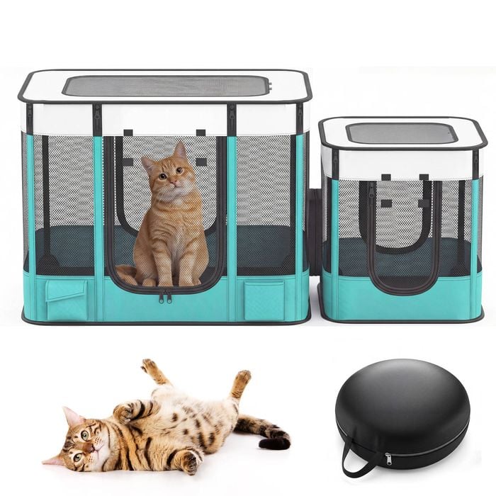 Advwin 2in1 Portable Pet Playpen Foldable Cat Playpen Puppy Kitten Exercise Pen