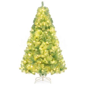 Costway 1.8M Pre-Lit Xmas Christmas Tree w/250 LED Light Fruit Green