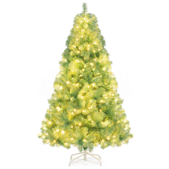 Costway 1.8M Pre-Lit Xmas Christmas Tree w/250 LED Light Fruit Green