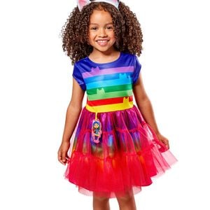 Gabbys Doll House Rainbow Cat Girls Character Costume - 3-5