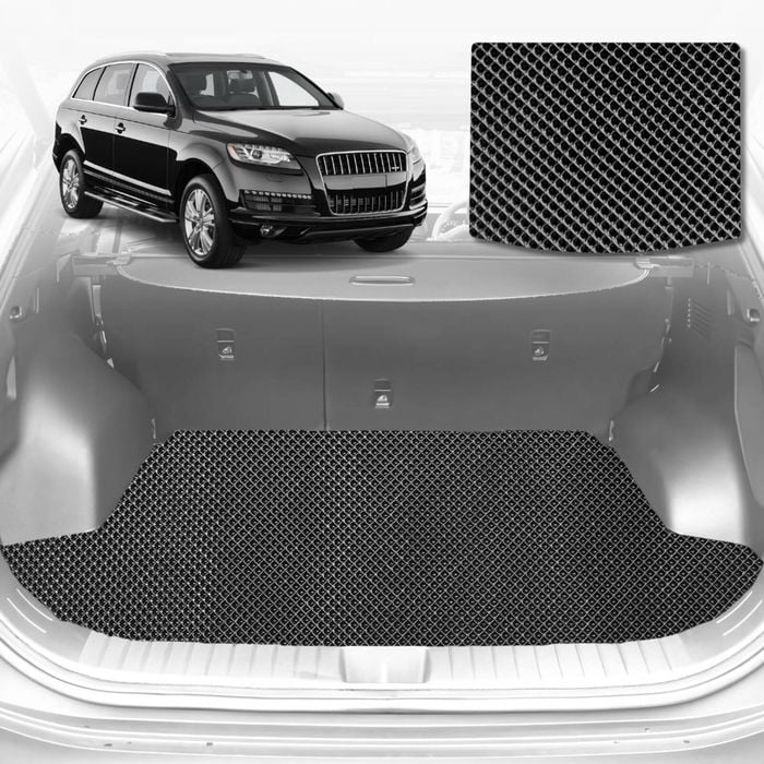 6D Diamond Car Boot Mat for Audi Q7 SQ7 4M 2015-Current-(3rd Row folded/5 seater)-Cargo Mat-Black-Outback GT