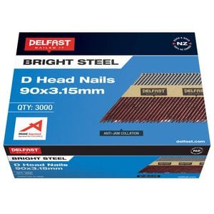 Delfast 90 x 3.15mm D-Head Bright Nails - 3000 Pack