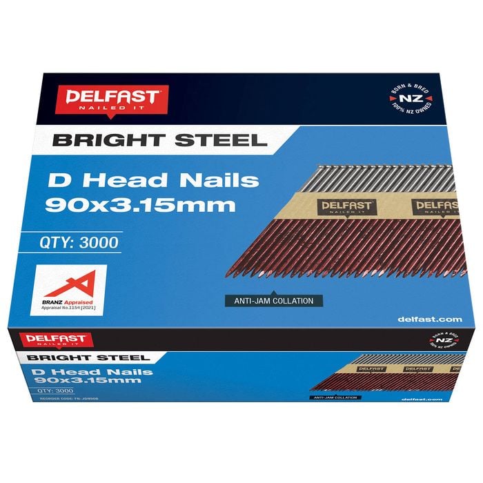 Delfast 90 x 3.15mm D-Head Bright Nails - 3000 Pack