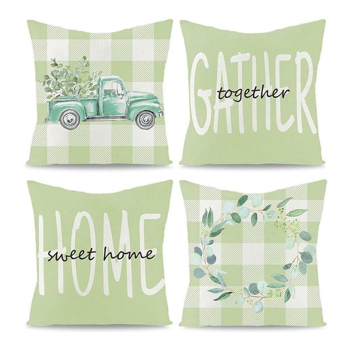 Catzon 4 Pcs Linen Throw Pillow Covers Watercolor Flower for Bed Sofa Decor 45X45cm