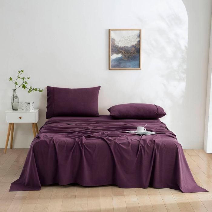 Dreamaker Micro Flannel Sheet Set Queen Bed Cherry