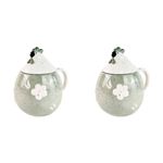 2x Urban Country Chicken 15cm Ceramic Mug w/ Lid - Sage