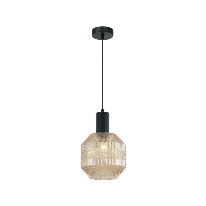 CLA Lighting MARACA Interior Glass Jar With Quadrilateral Segment Pendant Light- Amber