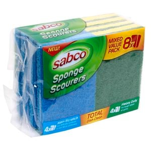 Sabco Cellulose Sponge Scourers - Mixed Value 8 Pack