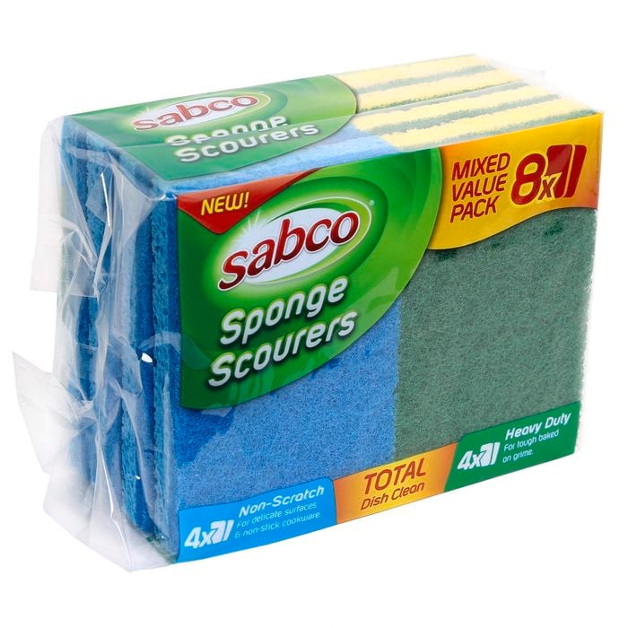 Sabco Cellulose Sponge Scourers - Mixed Value 8 Pack