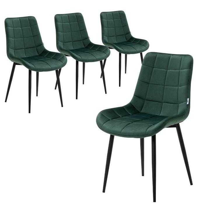 Familand Dining Chairs Set of 4 Padded Seat Kitchen Living Room Chair Velvet in Green