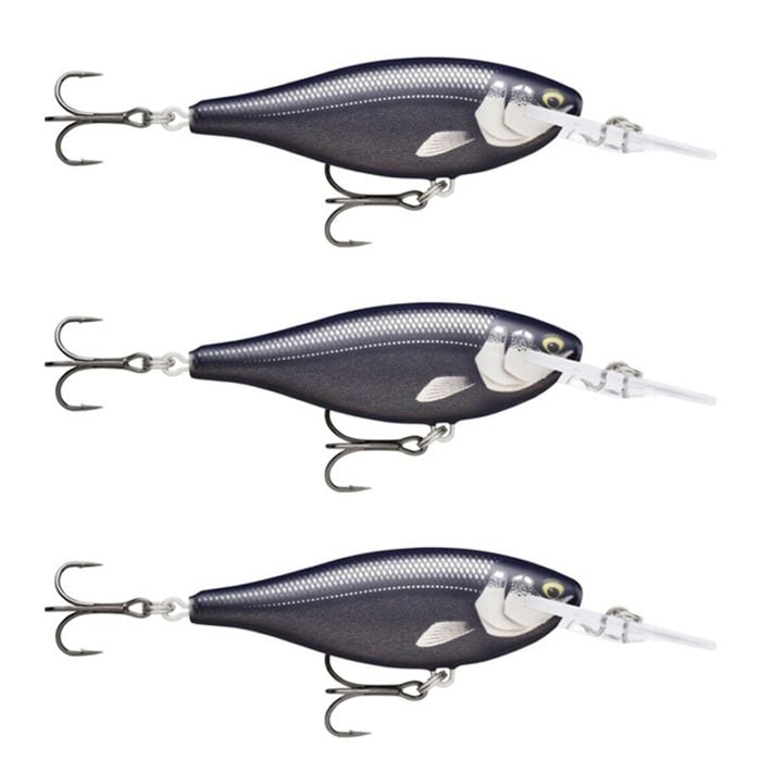 3x Rapala 7.5cm Shad Rap Elite (Floating) Fishing Lures - Gilded Matte Black UV