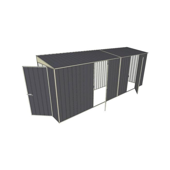 Build-A-Shed 1.2 x 5.2 x 2.0m Skillion Dual Single Hinged Side Doors Shed - Grey