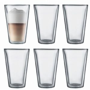 Bodum 10110-10-12  Canteen Double Wall, Large, 0.4l - 6pc Glass Set Clear