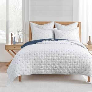 Swiss Blue Dots Coverlet Set King, Front/Back: 100% cotton, Prewashed. Filling 250GSM Cotton - White/Blue