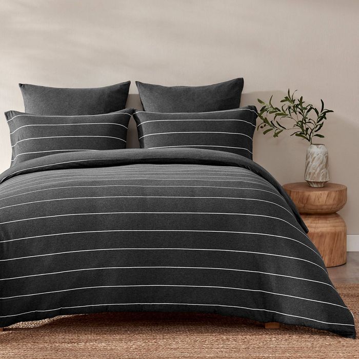 Dreamaker Jersey Luxe 100% Cotton Reversible Quilt Cover Set Charcoal Double Bed