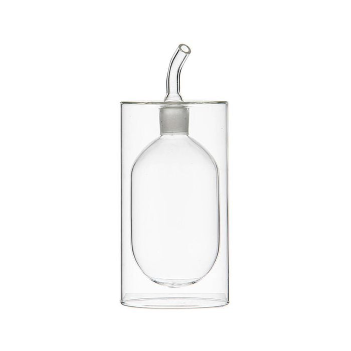 Ladelle Gather Glass Double Wall Oil Dispenser Storage Bottle Reusable Clear