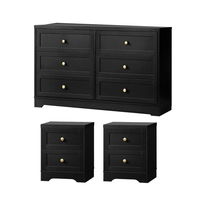 Oikiture 6 Chest of Drawers and 2 Bedside Tables Furniture Set