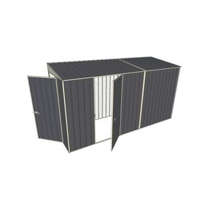 Build-A-Shed 1.2 x 3.7 x 2.0m Tunnel Shed Tunnel Hinged Door with 1 Hinged Side Door - Grey