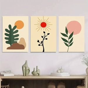 3pcs Modern Abstract Boho Style Minimalist Print 100% Australian Made 3 x 40x60cm (Metal Print)