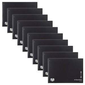 10pk Spirax P533 A3 Sketch Book Writing Notebook Twin Wire 40-pages Black