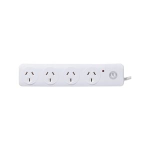 Click White 4 Outlet Surge Protection Powerboard