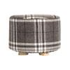 La Bella Lattice Fabric Ottoman Round Wooden Leg Foot Stool