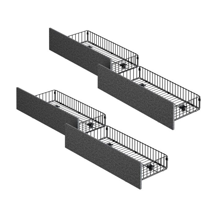 Oikiture 4x Trundle Drawers for Bed Frame with Wheels Metal Grey