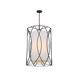 Telbix Dover Contemporary Pendant Hanging Lamp Light Metal Fabric Black Textured