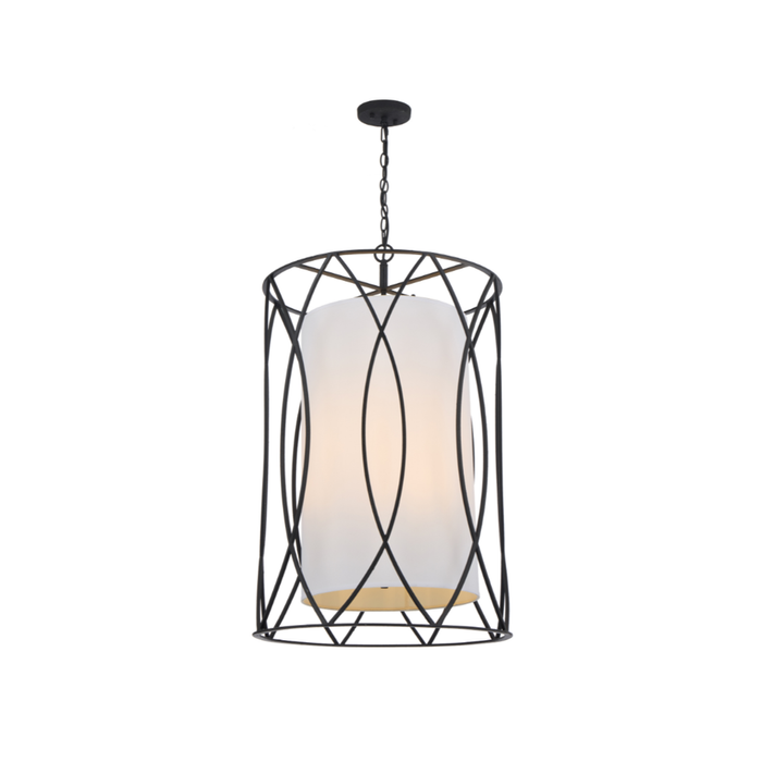 Telbix Dover Contemporary Pendant Hanging Lamp Light Metal Fabric Black Textured