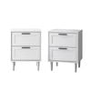 Oikiture Bedside Tables Set Of 2 Nightstand Side End Table Bedroom Storage White