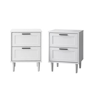 Oikiture Bedside Tables Set Of 2 Nightstand Side End Table Bedroom Storage White