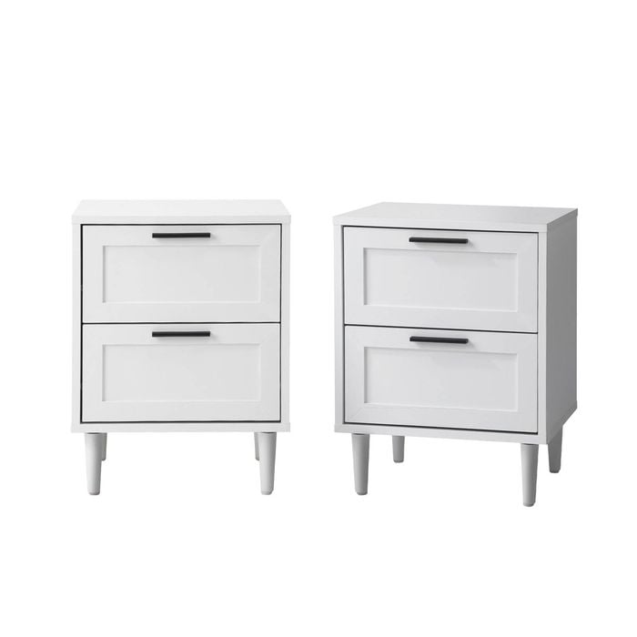 Oikiture Bedside Tables Set Of 2 Nightstand Side End Table Bedroom Storage White