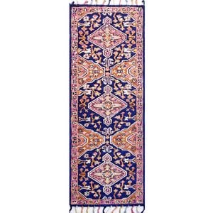Handmade Lyon Wool Rug-6300-Navy-80x300cm