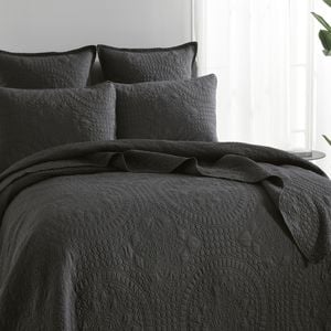 Renee Taylor Asher Jacquard Super King Coverlet/2x Pillowcase Set Grey