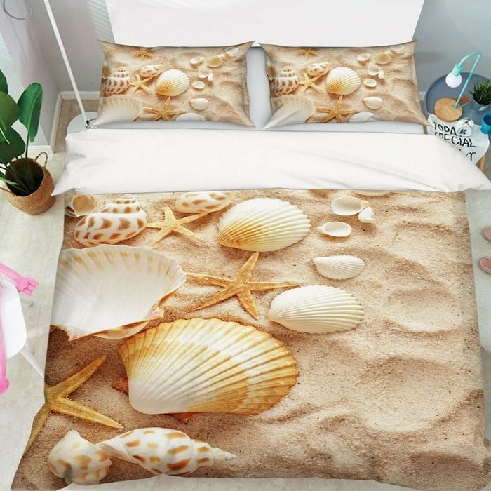 3D Beach Shells 232 Bed Pillowcases Quilt Queen Size