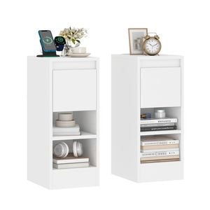 Ufurniture LED Bedside Table Set of 2 Nightstand Sofa Side Table Couch Table, White