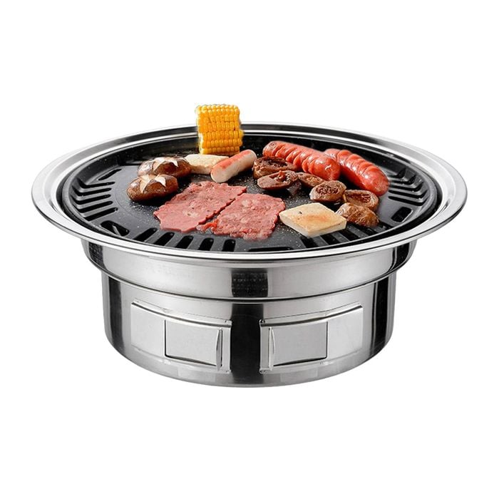 NNEOBA 13-Inch Round Charcoal Grill Portable Tabletop BBQ Smoker Silver