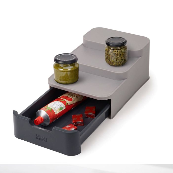 Joseph Joseph Compact 11cm 3 Tiered Pantry/Kitchen Organiser with Drawer Grey