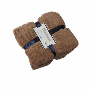 Agaha Pattern Coral Fleece Extra Large Throw / Single Sized Blanket 150 X 200 Cm Brown