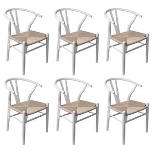 Levede 6pcs Replica Hans Wegner Dining Chairs - White